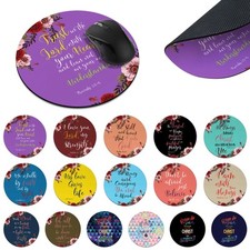 Bible Verses Design Circle Mousepad Mousemat Game Gaming Mice Mat for PC Laptop picture