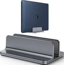 YICOSUN Aluminum Vertical Laptop Stand for Desk - Adjustable 1-Slot, Gray picture