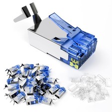 VCELINK Cat6A RJ45 Connector Shielded Non-Pass Through 25-Pack, 25 Pack, Blue  picture