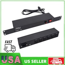 1U PDU Rack Mount Power Strip 100V-240V-15A 6 Outlet Horizontal Surge Protection picture