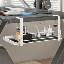 Under Desk Cable Management Tray No Drill Wire Organizer Steel Cord Storage Rack picture