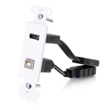 C2G #39702 Decora HDMI and USB Pass Through Wall Plate - White picture