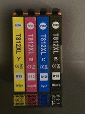 T812XL Ink Cartridge Set Black Cyan Magenta Yellow 4-Pack Open Box Sealed Ink picture