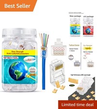 100Pcs Gold-Plated RJ45 Cat6a Pass Through Connectors - Custom Ethernet Cables picture