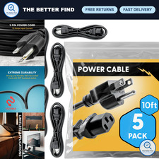 10ft Universal Power Cord (5 Pack) - IEC C13 to NEMA 5-15P, 18AWG, 10A, 125V - I picture