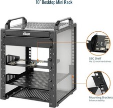 Compact 6U Mini Network Rack with Translucent Panels & Handles, Black picture
