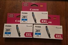 ​Lot of 3 Genuine Canon CLI-281XXL Cyan Ink Tank Cartridge 281 XXL OEM Sealed picture