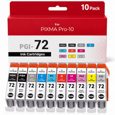 PGI-72 Ink Cartridges 10PK Ink Compatible for Pixma Pro-10 Printer picture