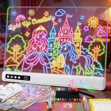 LED Drawing Board White, 16 Inch Neon Note Board with 12 Markers picture