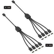 TNJPSEK 2 Pack 3Pin 5V ARGB Extension Cable Set with 8 Male Pins, 1-to-4 Address picture