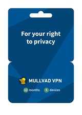Mullvad VPN - 12 Months for 5 Devices - No-Log Service 12 Months, Blue picture