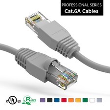 5 Pack of 100Ft CAT6A UTP Ethernet Network Booted Cable 35-100 Feet Gray picture