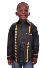 Black and Gold Brocade Buttoned down Shirt-DPC304L | African Fashion | Dupsie's picture