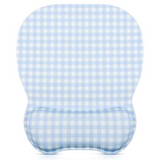 Sabary Blue Gingham Mouse Pad with Wrist Rest Cute 8.3L x 5.5W inches, picture