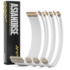 Asiahorse Ultra PSU Cable Extension Kit 16AWG Silver-Plated 24Pin 4Pc White picture