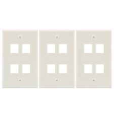 3pcs 4 Port 1 Gang Wall Plate Keystone Jack Insert Decora Smooth Faceplate White picture