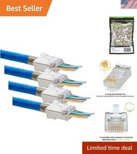 Cat6/6A RJ45 Pass Through Modular Plugs, Shielded STP External Ground Connect... picture