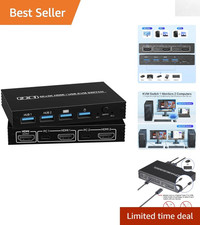 Plug and Play HDMI KVM Switch 1 Monitor for 2 Computers - USB 2.0 Enabled picture