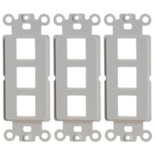 3x 3 Port 1-Gang Decora Style Keystone Insert Wall Plate Faceplate Network White picture