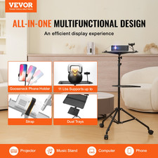 VEVOR Projector Stand w/ Wheels, Adjustable Height 31-67