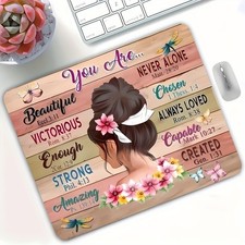 Inspirational Quote Rubber Mouse Mat Floral Office Home Desk Pad for Computer picture