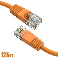 125FT Cat5e RJ45 Ethernet LAN Network Patch Cable UTP Copper Gold 24AWG Orange picture