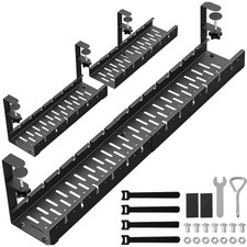 31Inch Extendable Under Desk Cable Management Tray, Black Metal Cable Managem... picture