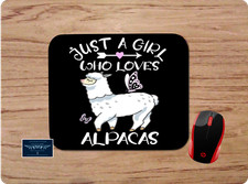JUST A GIRL WHO LOVES ALPACAS CUSTOM MOUSEPAD DESK MAT HOME OFFICE GIFT picture