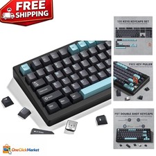 Double Shot PBT Keycaps Set - Ergonomic Cherry Profile in Retro Grey/Blue picture