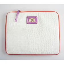 Juicy Couture White Croc Faux Leather Zip Around Tablet iPad Case Sleeve picture