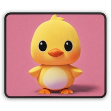 Cute Yellow Chick Mouse Pad | Pink Background, Cartoon Desk Mat picture