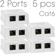 RJ45 Surface Mount Box 1 2 Ports For Cat5 Cat6 Cable Female RJ45 Connector White picture