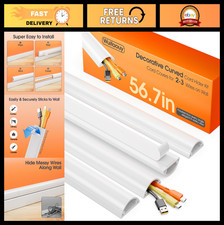 56.7in Cord Hider Kit - Paintable Cable Covers for 2-3 Wires, Wall Raceway, Whit picture