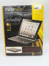 ZAGG CARBON FIBER TEXTURED FOLIO w/ REMOVABLE Bluetooth KEYBOARD For iPAD 2, NEW picture
