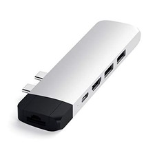 SATECHI TYPE-C PRO HUB ADAPTER WITH ETHERNET - 4K HDMI, USB-C PD, -  SILVER picture