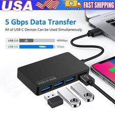 USB 3.0 4 Port Hub Splitter For PC Mac MacBook Notebook Laptop Desktop Portable picture