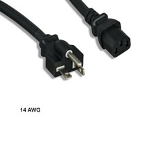 10x 8ft 14 AWG Power Cable NEMA 5-20P to IEC-60320 C13 15A/125V SJT Black picture