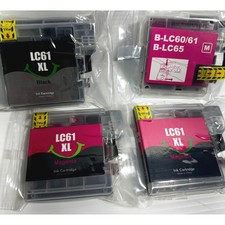 New Compatible Brother LC61 XL Ink Cartridges Lot 4 Black & Magenta Mixed Sealed picture