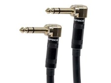 Monoprice 1/4 Inch TRS Male to Male Right Angle 16AWG Cable 1.5ft Black picture