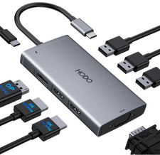 Docking Station USB C 8 en 1 Triple Monitor 4K HDMI DP VGA USB PD para Portátil picture