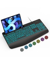 SABLUTE Large Print Wired Keyboard, Ergo Wrist Rest, 7 Colors Backlight picture