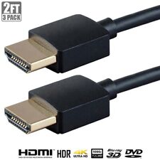 3x 2FT HDMI Slim Cable High Speed w/ Ethernet UHDTV 4K 60Hz 1080p 3D 18Gbps HDR picture