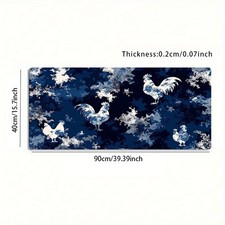 1pc Large-sized Esports Gaming Mouse Pad, Blue and White Rooster Camouflage In picture