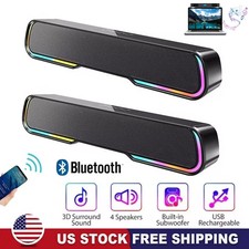 2PCS Wireless Computer Speakers Soundbar Stereo Bass Sound for Desktop PC Laptop picture