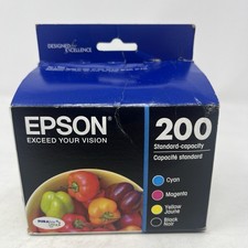 Genuine Epson 200 Black Cyan Magenta Yellow Ink Cartridges 4 Pack Combo Exp 9/23 picture