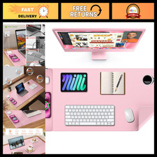 XXL Large Pink Leather Mouse Pad with 15W Wireless Charging - Desk Mat Accessory picture