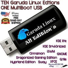 Garuda Linux 10-in-1 All Editions Multi-boot USB 32GB Fast Shipping US Seller picture