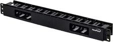 Compact 19-Inch Rack Cable Management Raceways Panel with Cover - Black Finish picture