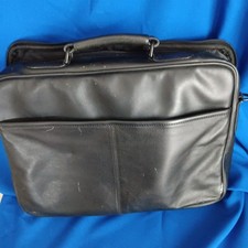 Compucase Black Leather Computer Travel Briefcase Bag up to 17