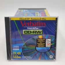 Verbatim Data Life Plus CD-RW Direct CD Formatted (#93722) 2X/4X 533MB Lot Of 10 picture